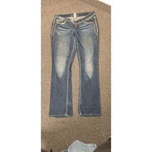 Maurices Jeans Women's Size 11/12 Dark Wash Bootcut Embellished Embroidered Blin
